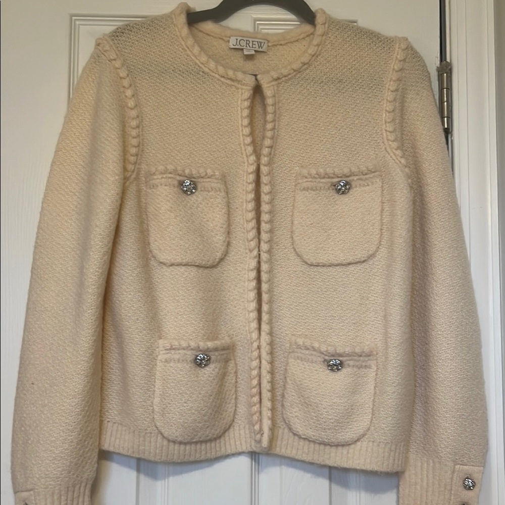 J.Crew Cream Textured Cardigan